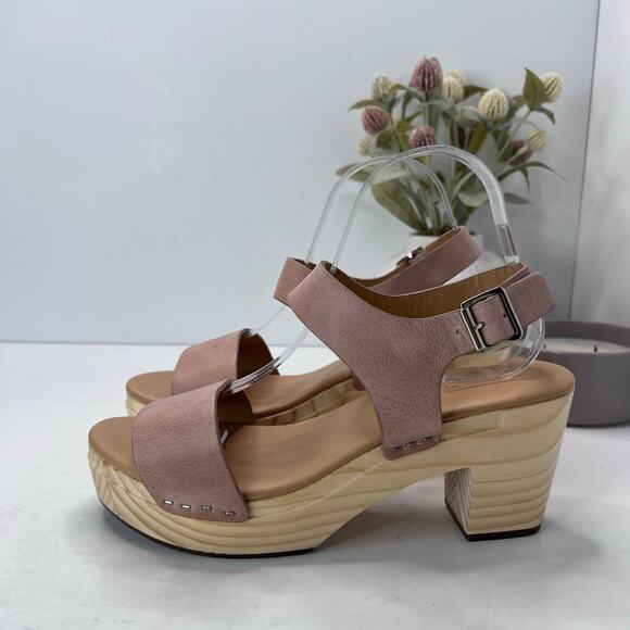 Nisolo All Day Open Toe Clog Platform Chunky Wood Heel Pink Women's 6.5 NWOB - Picture 2 of 11